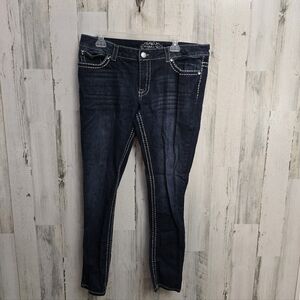 Paisley Sky Dark Blue Women's Jeans Plus Size 14